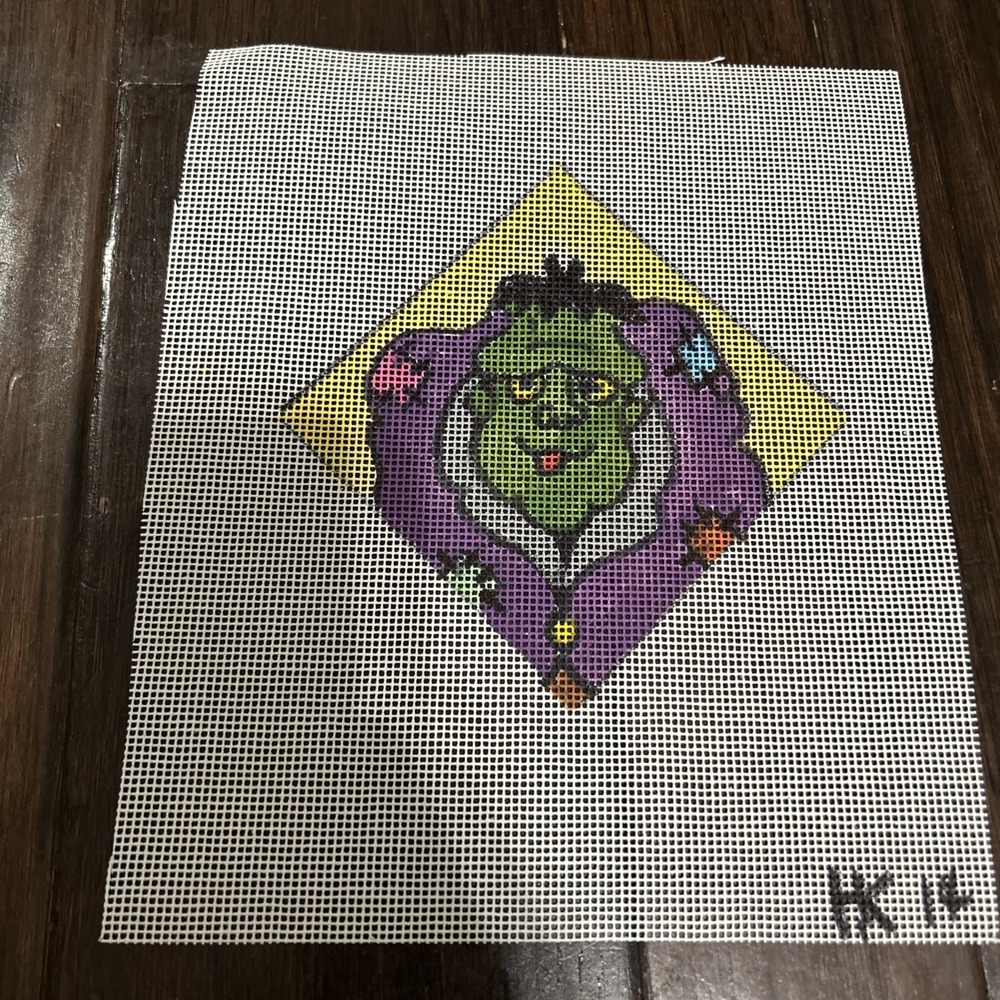 HK - Frankenstein In Square Ornament -Hand painted Needlepoint Canvas